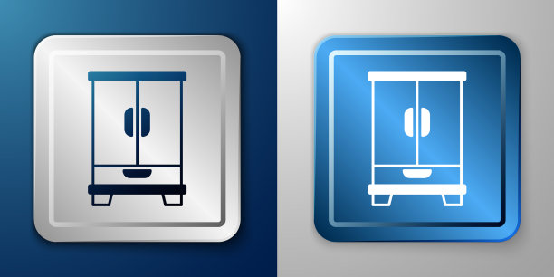 白色衣柜图标孤立在蓝色和灰色图片下载