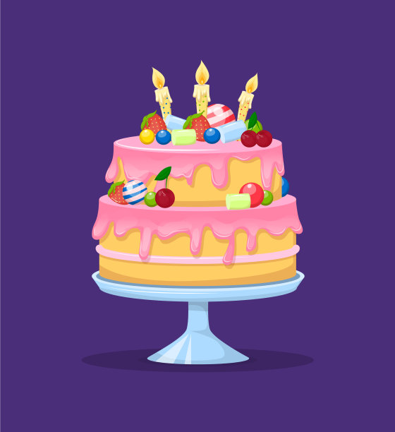 节日卡通蛋糕五颜六色美味可口的甜点图片下载