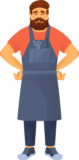 时髦的理发师，留着围裙上的胡子图片下载
