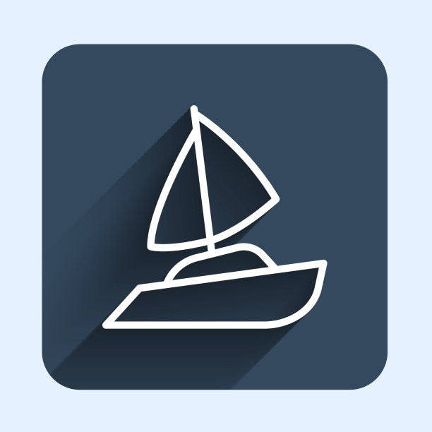 白线游艇帆船或帆船图标图片下载