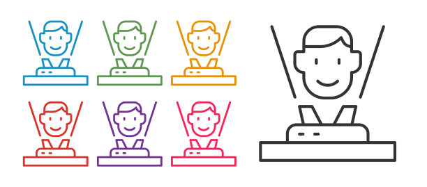 将线全息图图标隔离在白色上图片下载