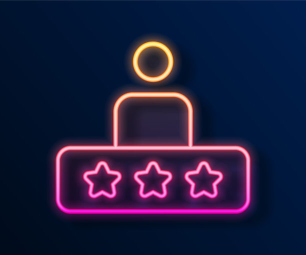发光的霓虹灯线出租车服务评级图标图片下载