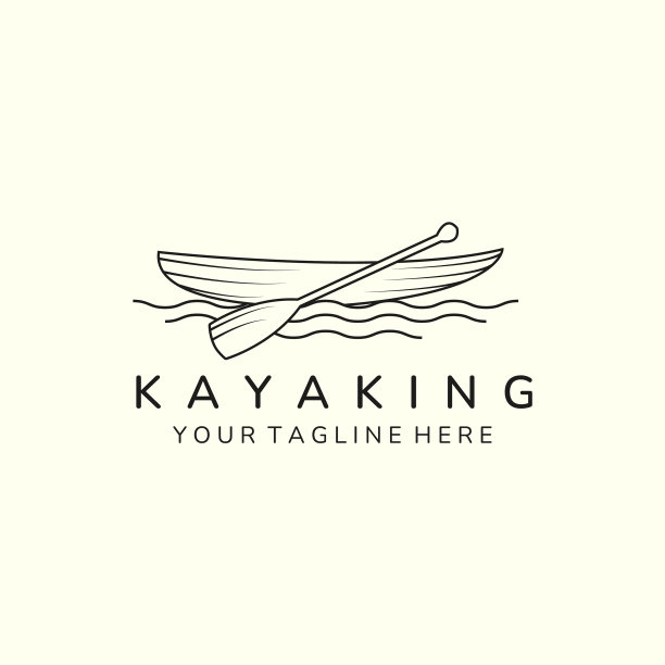 独木舟线条艺术极简图标标志模板图片下载