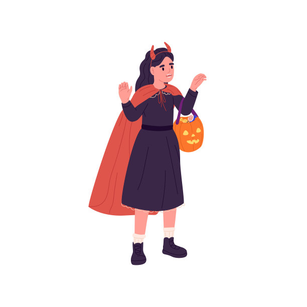 穿着万圣节派对服装的孩子图片下载