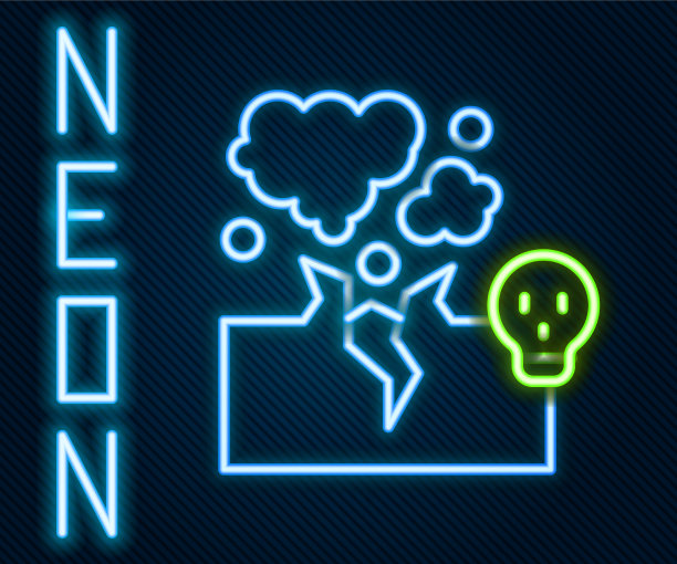 发光的霓虹灯线有毒气体或烟雾云图片下载