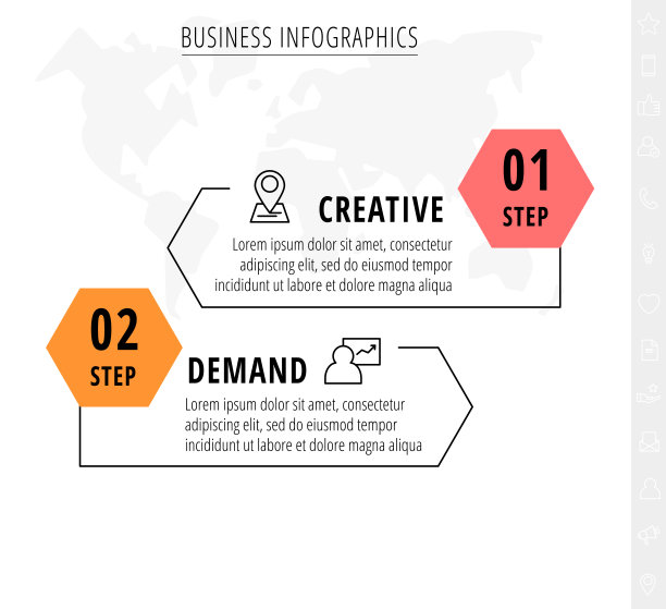 2个六边形的矢量信息图图片下载
