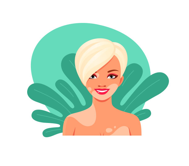 幸福的金发白癜风女人的肖像图片下载