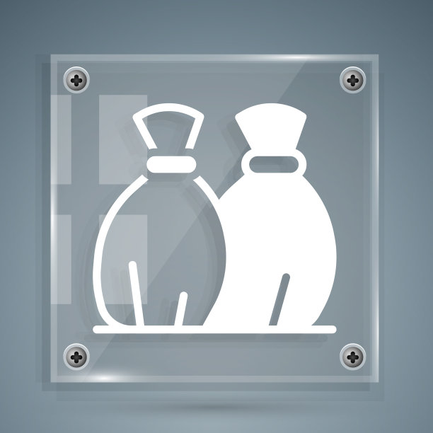 白色垃圾袋图标孤立在灰色背景图片下载