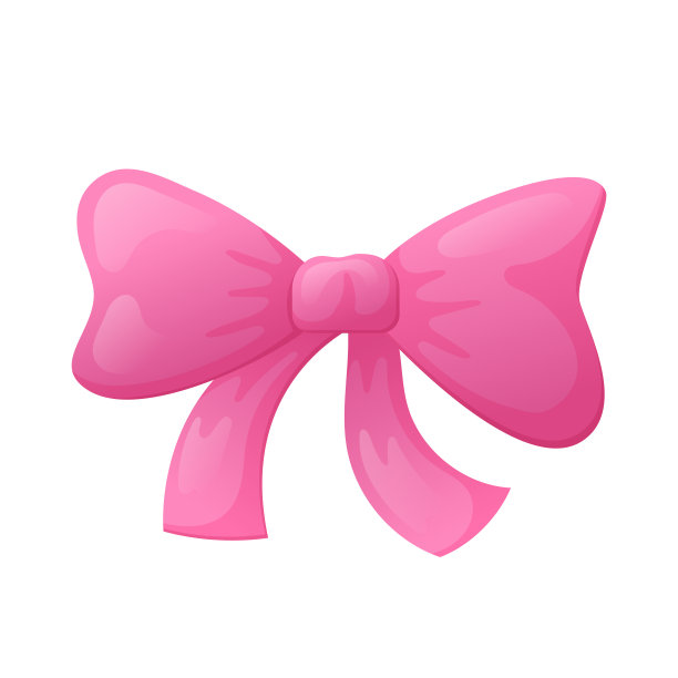 小女孩的粉红色蝴蝶结，矢量孤立插图。图片下载