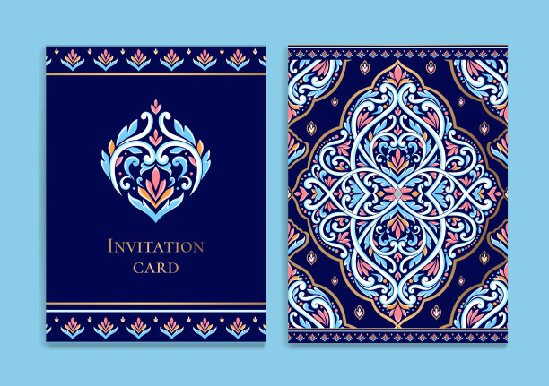 豪华的邀请卡设计与矢量装饰图案。的模板。可用于背景和壁纸。优雅经典的矢量元素非常适合装饰。图片下载