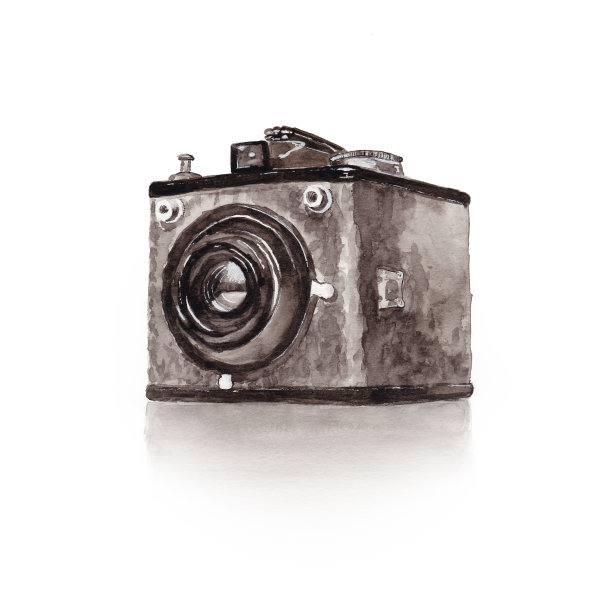 复古相机-原始水彩画图片下载