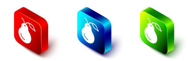 等距梨图标孤立在白色背景图片下载