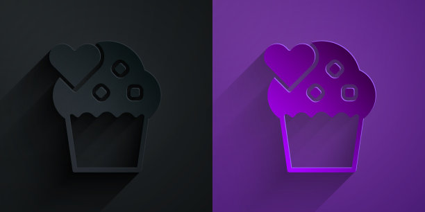 剪纸婚礼蛋糕与心脏图标孤立上图片下载