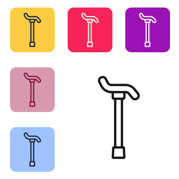 黑线手杖手杖图标孤立上图片下载