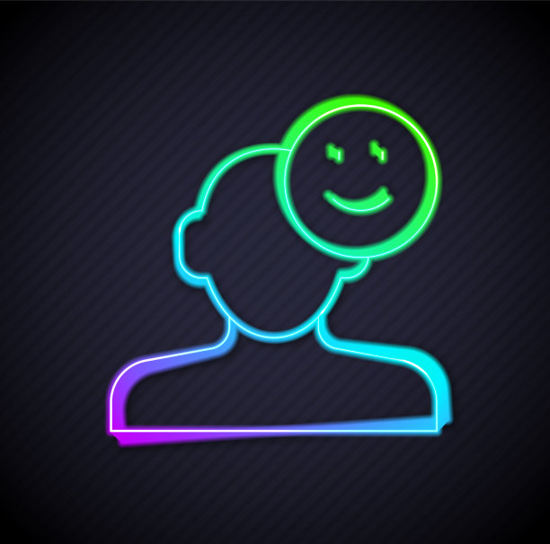 发光的霓虹灯线好心情图标孤立在黑色图片下载