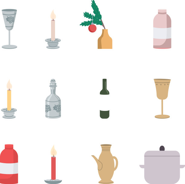 喜庆餐桌装饰平彩物件集图片下载