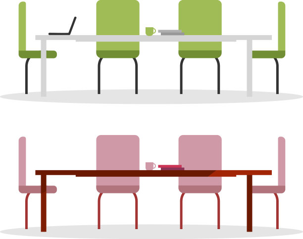 办公桌上物品颜色平设图片下载