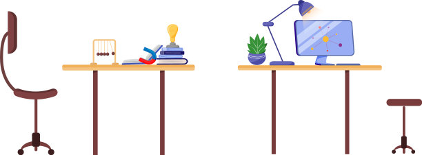 科学家工作场所平色物体设置图片下载