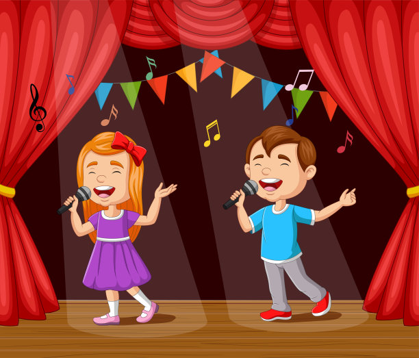 孩子们在舞台上唱歌图片下载