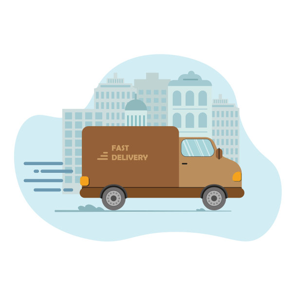 快递卡车正在运送包裹图片下载