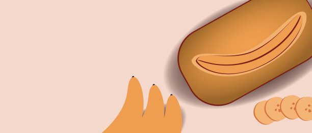 香蕉面包和香蕉枝，平面矢量库存插图与无筋食品，复制空间的设计图片下载