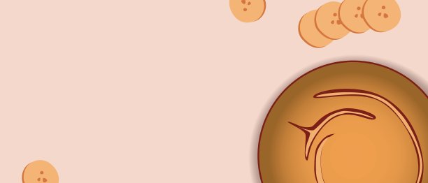 香蕉面包圆形，平面矢量库存插图，无麸质健康食品作为复制空间模板图片下载