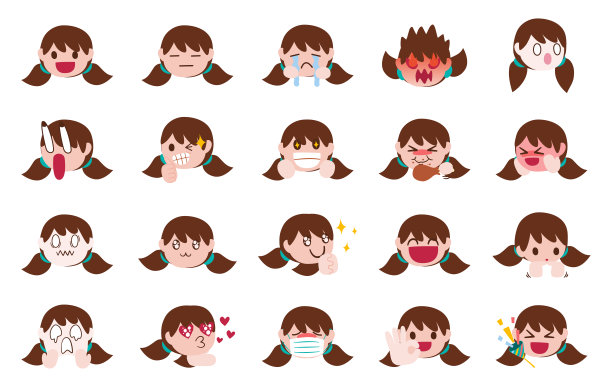 卡通矢量插图人类的表情。人类用于游戏的面部表情图片下载