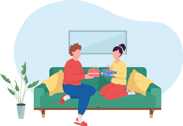 情侣交换礼物2d网页横幅海报图片下载