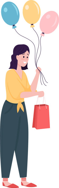 快乐的礼物送给白种女人扁平的颜色图片下载