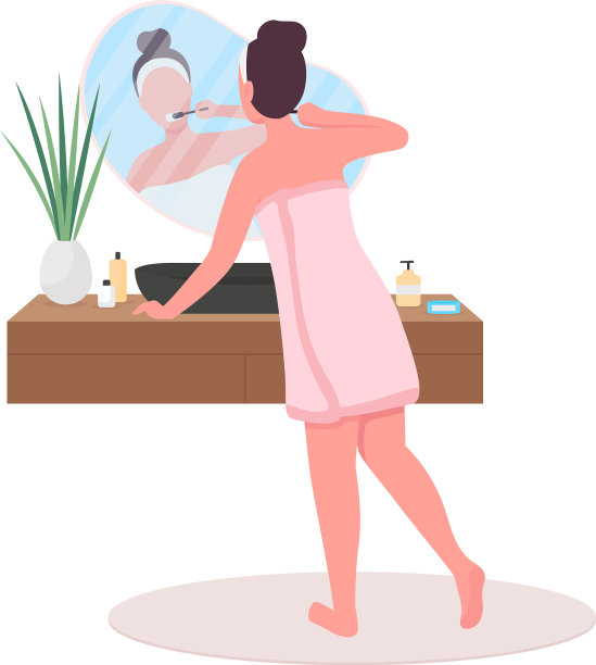 女人用毛巾洗牙平色无脸图片下载