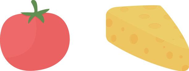 新鲜番茄和奶酪平面颜色对象设置图片下载