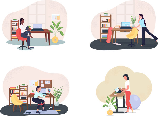 工作场所健身房2d网页横幅海报集图片下载