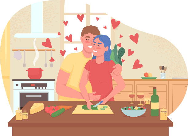 情侣烹饪浪漫晚餐2d网页横幅图片下载