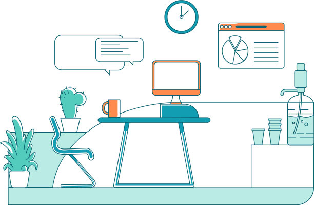 工作场所平面彩色场景图片下载