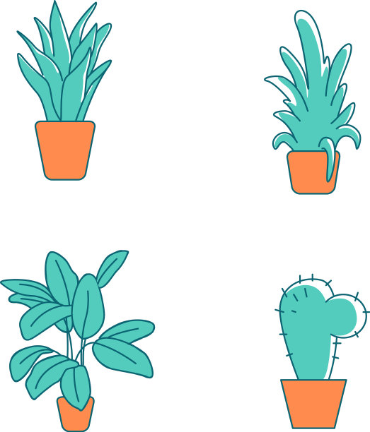 室内盆栽植物平面颜色对象设置图片下载