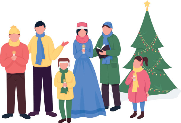 圣诞颂歌平面彩色无脸字符图片下载