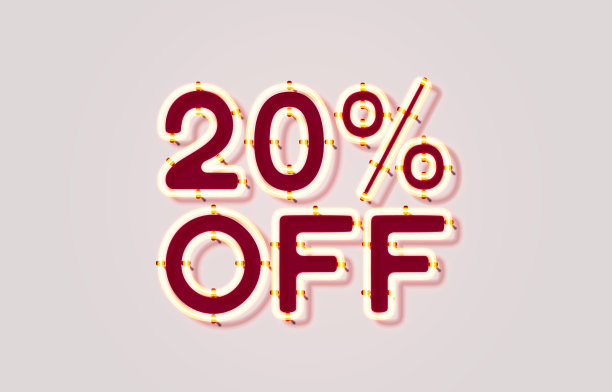 霓虹灯20折横幅招牌板促销图片下载