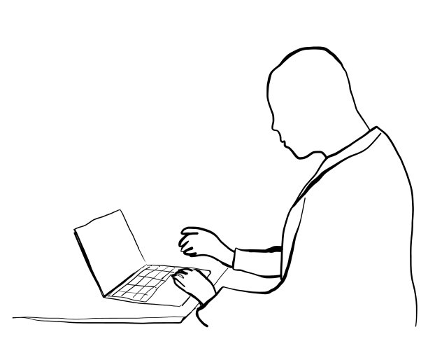 商人坐在那里看着电脑屏幕图片下载