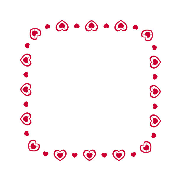 可爱的方形框架与心形模板图片下载