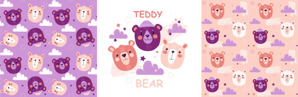 一套可爱的泰迪熊印刷图片下载