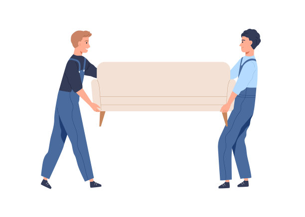 搬沙发的人搬着新家具图片下载
