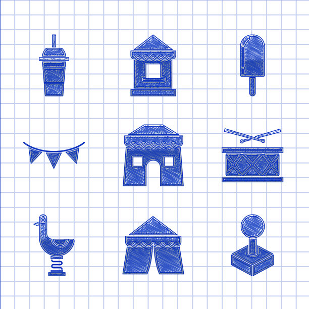 为街机鼓设置马戏团帐篷操纵杆图片下载