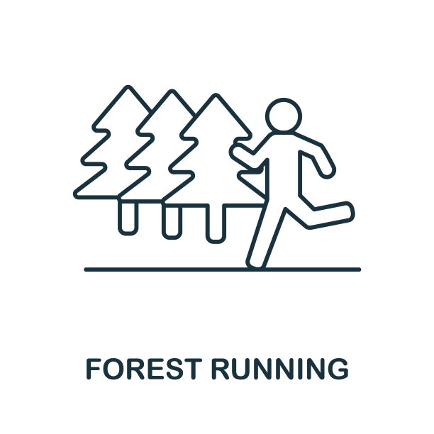 森林跑步图标线元素从健身房图片下载