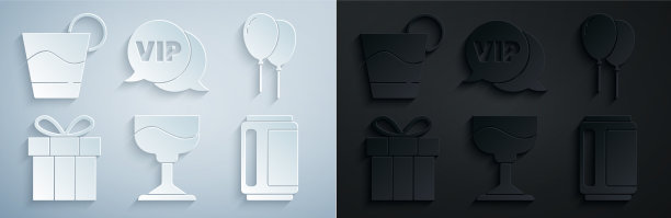 鸡尾酒气球与丝带礼品盒啤酒图片下载