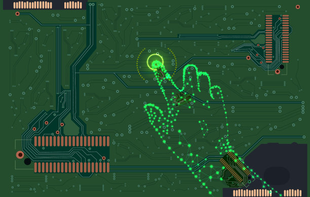 电路背景与发光的网络人图片下载