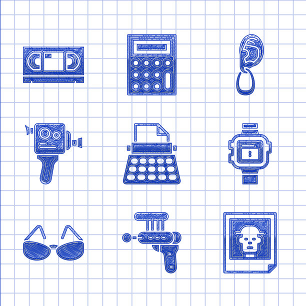 设置复古打字机射线枪照片腕表图片下载