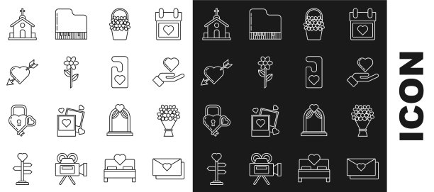 镶有情人节花束的心线信封图片下载