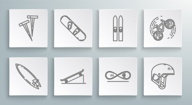 设定线冲浪板滑雪板滑板上图片下载