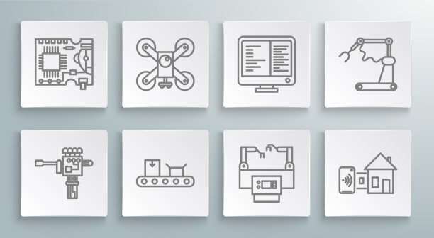 设置线机械机器人手和螺丝刀图片下载