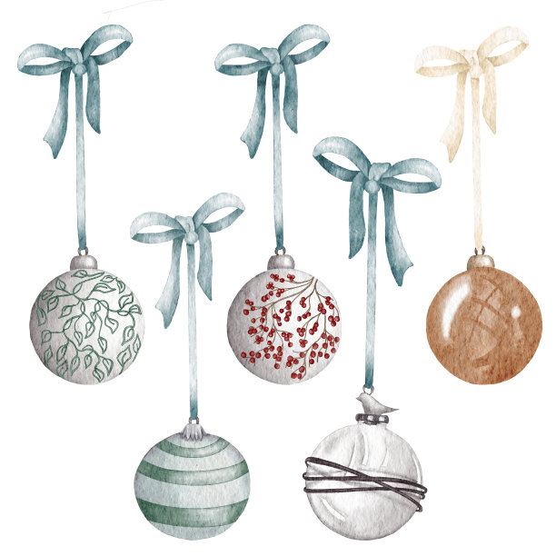 水彩壁炉装饰。手绘节日插图与内部对象孤立在白色背景设计，打印，织物或背景图片下载